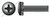 #6-32 X 5/16" SEMS External Tooth Washer Machine Screws, Pan Phillips Drive, Steel, Black Zinc