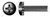 #10-24 X 3/8" SEMS External Tooth Washer Machine Screws, Pan Phillips Drive, Steel, Black Oxide
