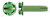 #10-32 X 3/8" Grounding Screws, Thread-Cutting Screws, Type "1", Hex Slotted Indented Washer Head, Steel, Green Zinc and Baked