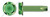 #10-32 X 3/8" Grounding Screws, Thread-Cutting Screws, Type "23", Hex Indented Washer Head, Steel, Green Zinc and Baked