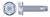 1/4"-20 X 2" Thread-Cutting Screws, Type "23", Hex Indented Washer Head, Steel, Zinc Plated