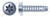 #4-24 X 1/4" Thread-Cutting Screws, Type "25", Pan 6Lobe Torx(r) Drive, Steel, Zinc Plated and Baked