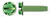 #10-32 X 5/16" Grounding Screws, Thread-Cutting Screws, Type "F", Hex Slotted Indented Washer Head, Steel, Green Zinc
