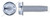 #10-32 X 1/4" Thread-Cutting Screws, Type "F", Hex Slotted Indented Washer Head, Steel, Zinc Plated and Baked