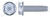 3/8"-16 X 2-1/2" Thread-Cutting Screws, Type "F", Hex Indented Washer Head, Locking Serrations, Steel, Zinc Plated