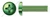 #8-32 X 1/2" Machine Screws, Grounding Screws, Pan Phillips Drive, Full Thread, Steel, Green Zinc