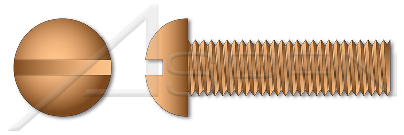 Silicon Bronze Round Head Slotted Wood Screws - #4 to #14 Sizes