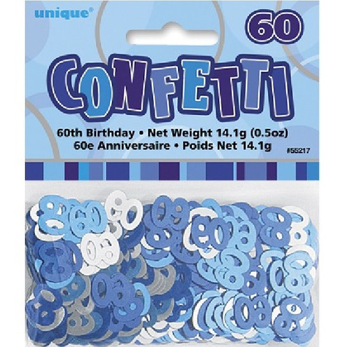 60th Birthday Blue Glitz Foil Confetti