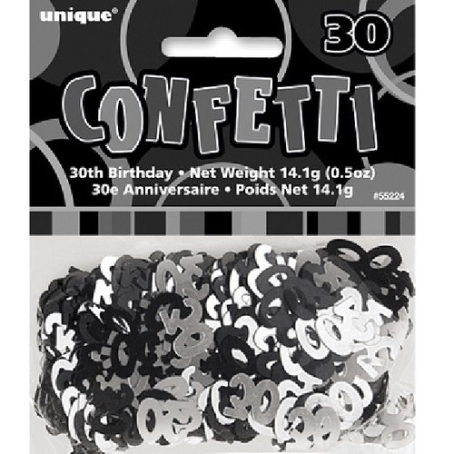 30th Birthday Black Glitz Foil Confetti