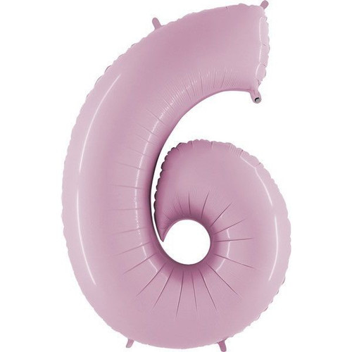 40in Pastel Pink Number 6 Jumbo Foil Balloon
