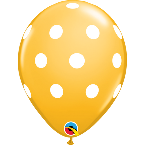 Qualatex 11" Golden Rod Big Polka Dots Balloon