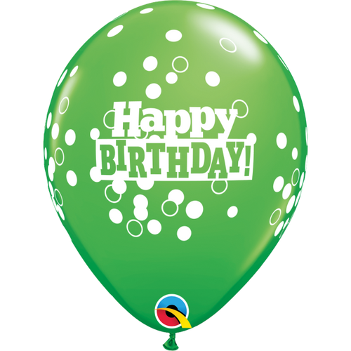 Birthday Confetti Dots Spring Green Balloon 11in