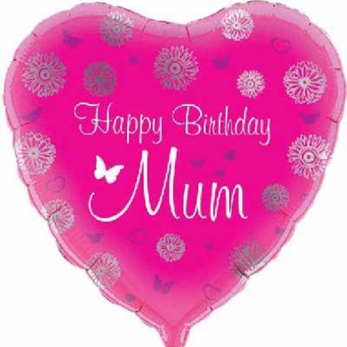 Happy Birthday Mum Pink Heart 18 Inch Foil Balloon