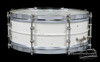1930s Leedy White Enamel Reliance Model Snare Drum : 5 x 14
