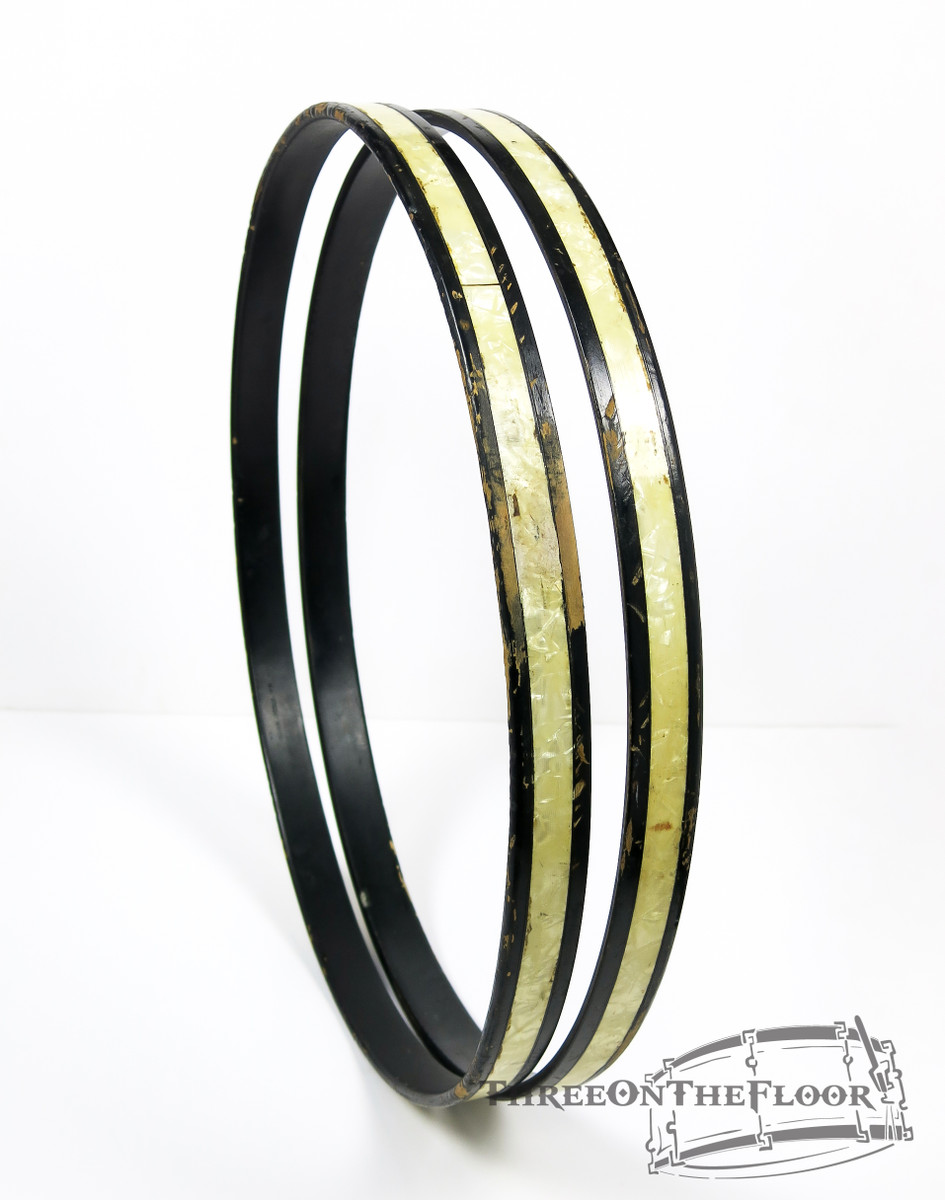 1950s Gretsch 22" WMP Bass Drum Hoops Round Badge White Marine Pearl HP22G