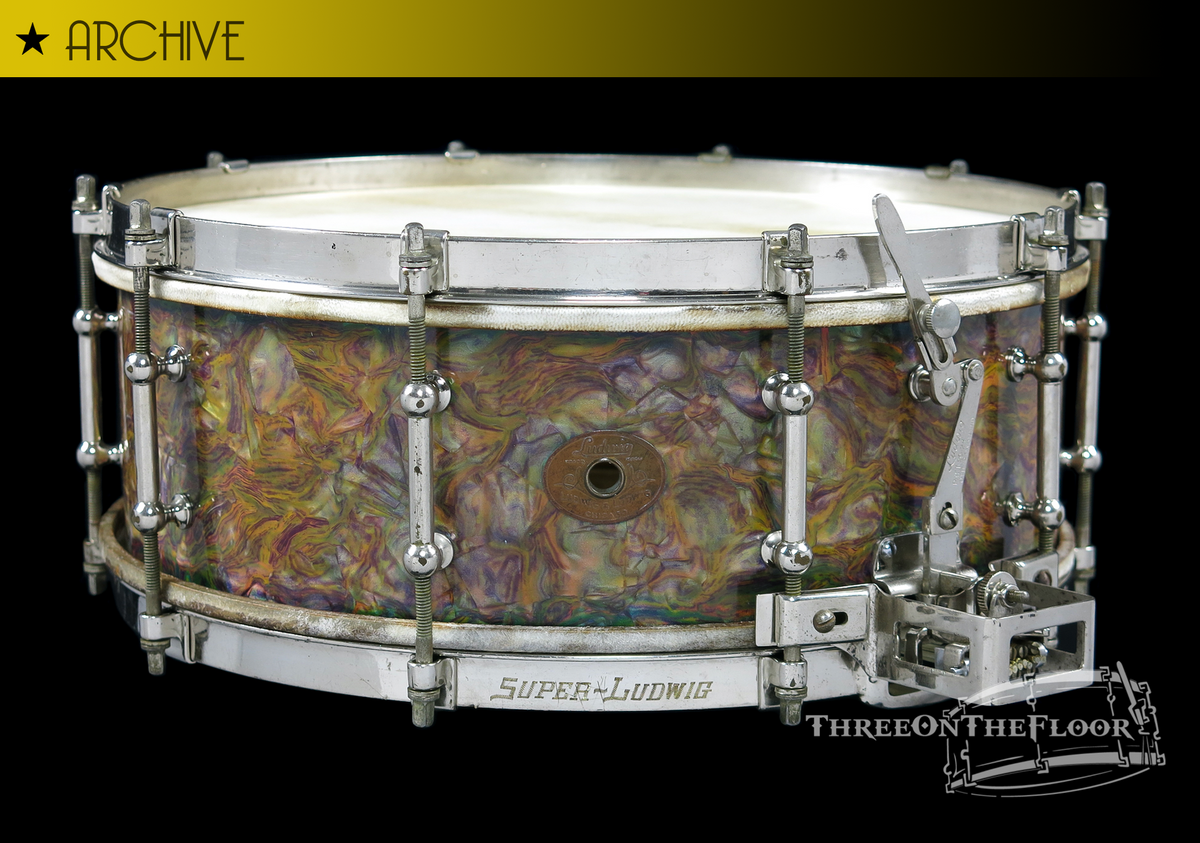 1928-1930 Ludwig 'Super Ludwig' Model  Rainbow Pearl / Peacock I Snare :  5 x 14  