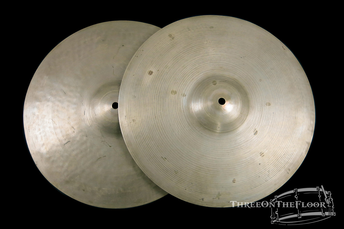 1920s-30s Zildjian First Stamp Avedis 13" Hi Hats Cymbals : 490 & 540 grams