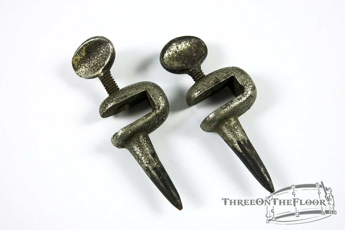 1920s-40s Leedy Bass Drum Nickel Spurs Clip On : Lot120