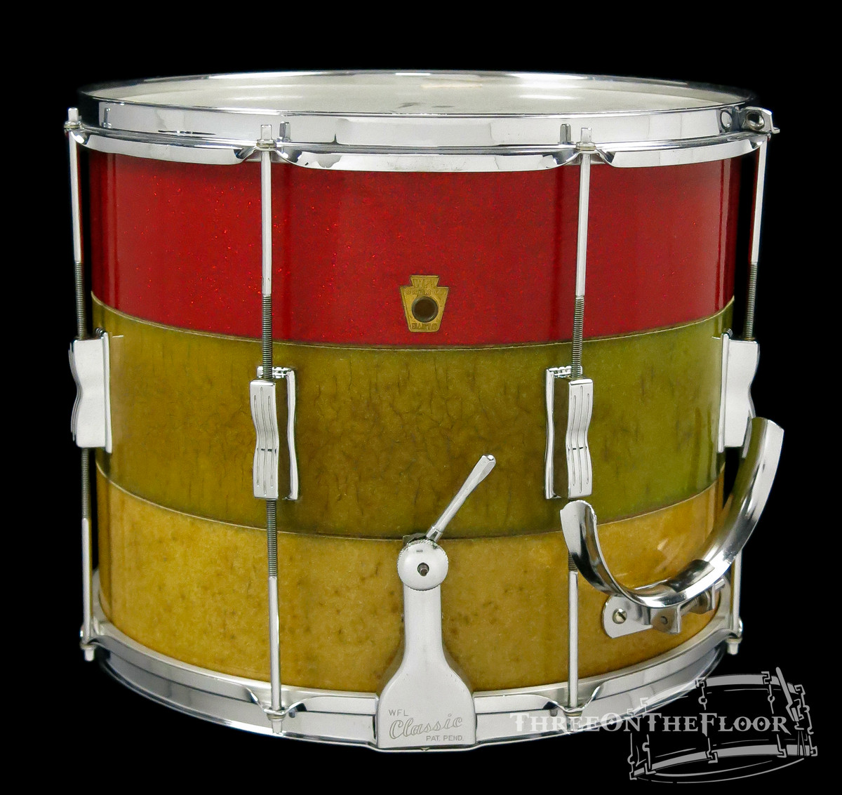 1948-52 WFL Classic Parade Snare Drum Sparkling Red Green Gold Pearl :  12 x 15