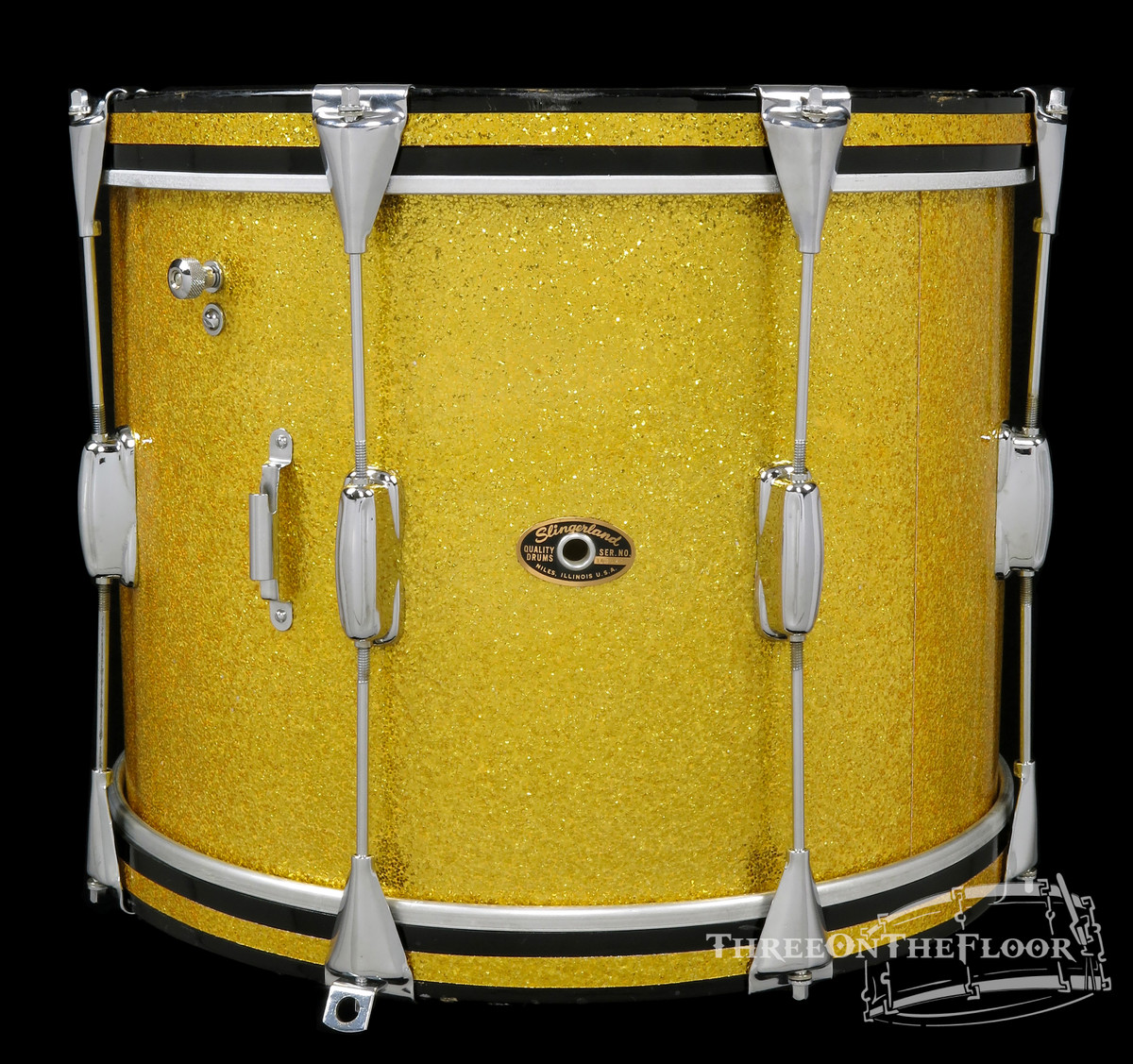 1960s Slingerland Gold Sparkle Pearl Parade Model Tenor Drum 12" x 16"