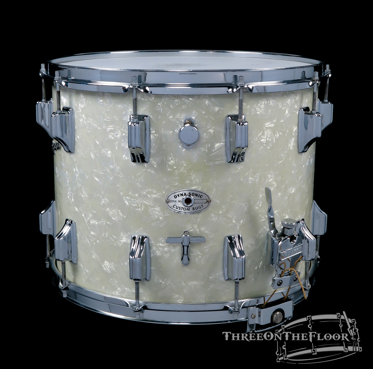 1967 Rogers Parade Dynasonic Marching Snare Drum White Marine Pearl 12 x 15