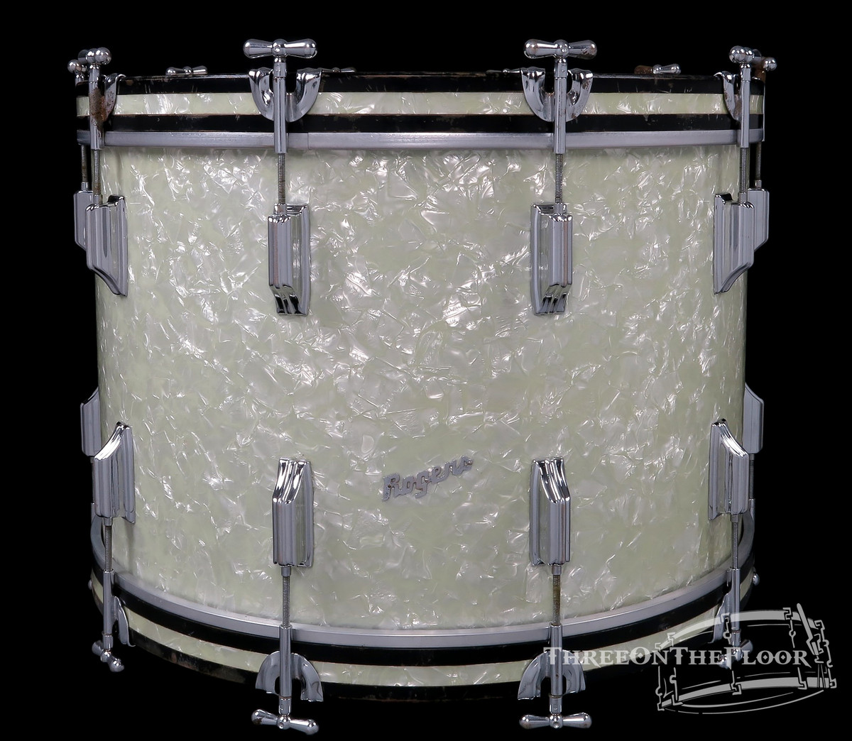 1964 Rogers Holiday White Marine Pearl WMP Bass Drum 14" x 22"