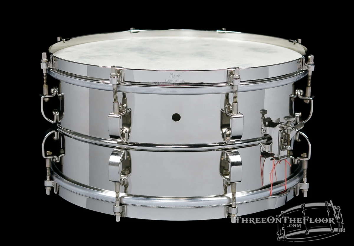 1942 Leedy Commander Model Vintage Nickel 8 Lug Snare Drum  :  6.5 x 14  