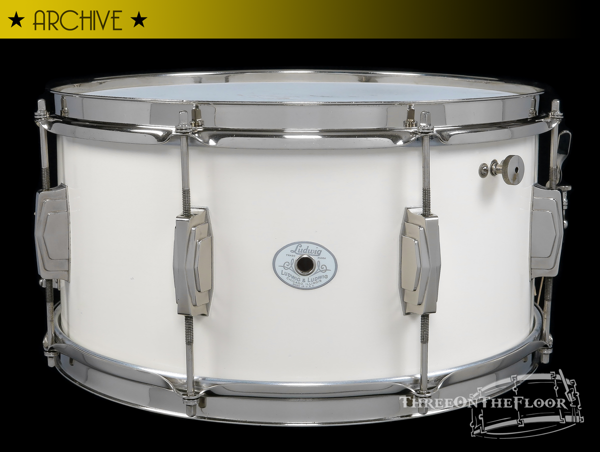 1939 Ludwig 'Standard' Model Snare Drum White Lacquer : 6.5 x 14  