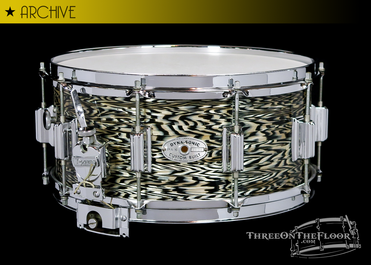 1967 Rogers Black Onyx Pearl Dynasonic Snare Drum :  6.5 x 14