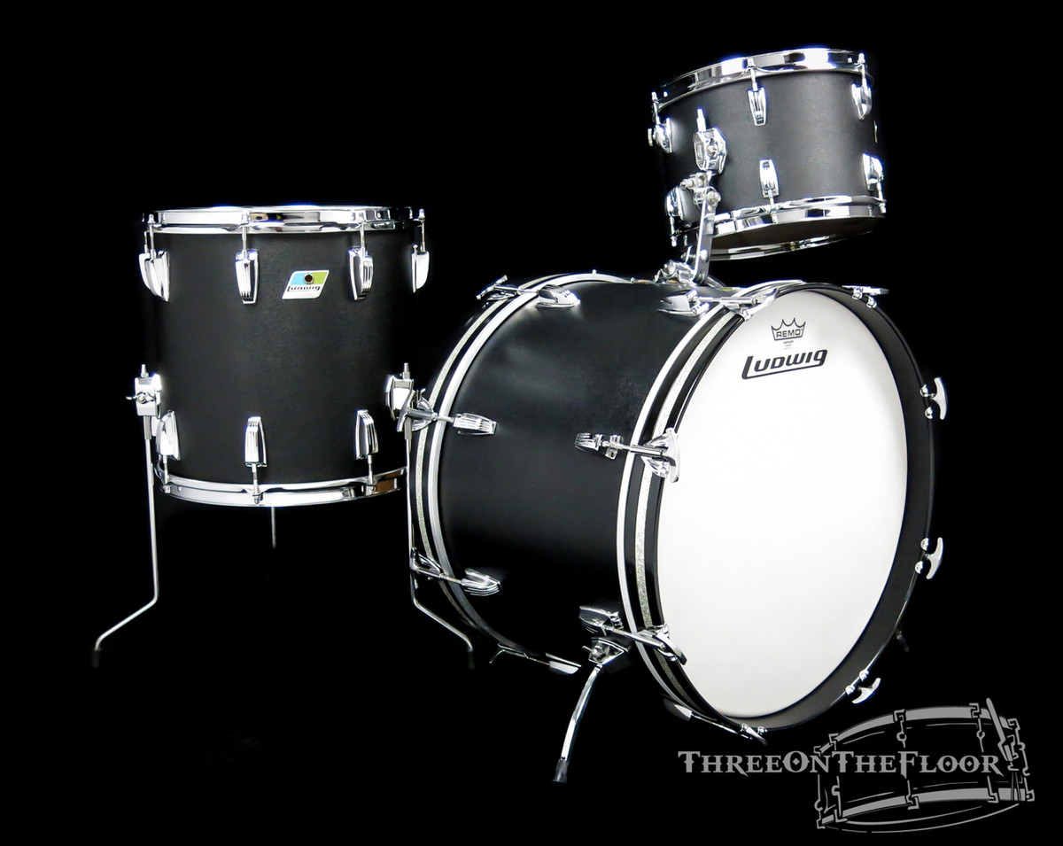 1970s Ludwig Black Panther Downbeat Drum Kit - 20 12 14 **SOLD**