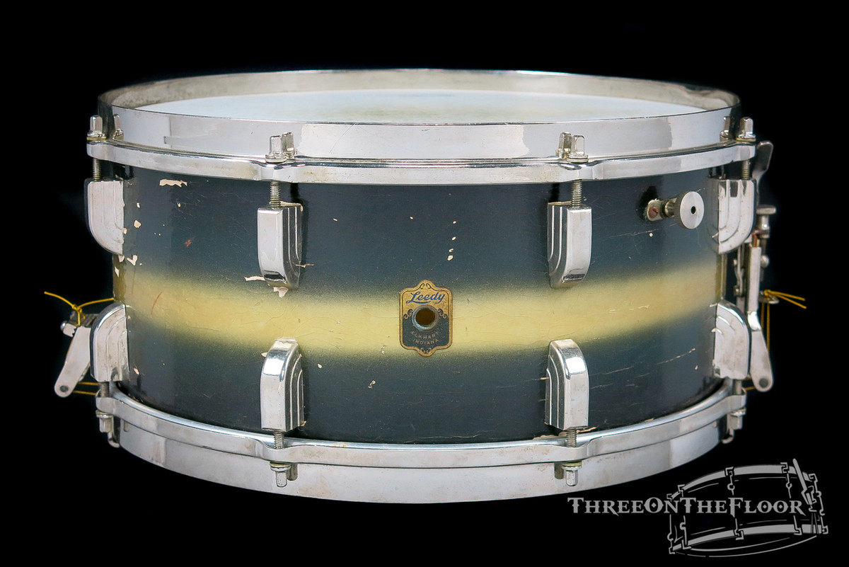 1946 Leedy Broadway Standard Model Snare Drum Black Gold Duco:  6.5 x 14  