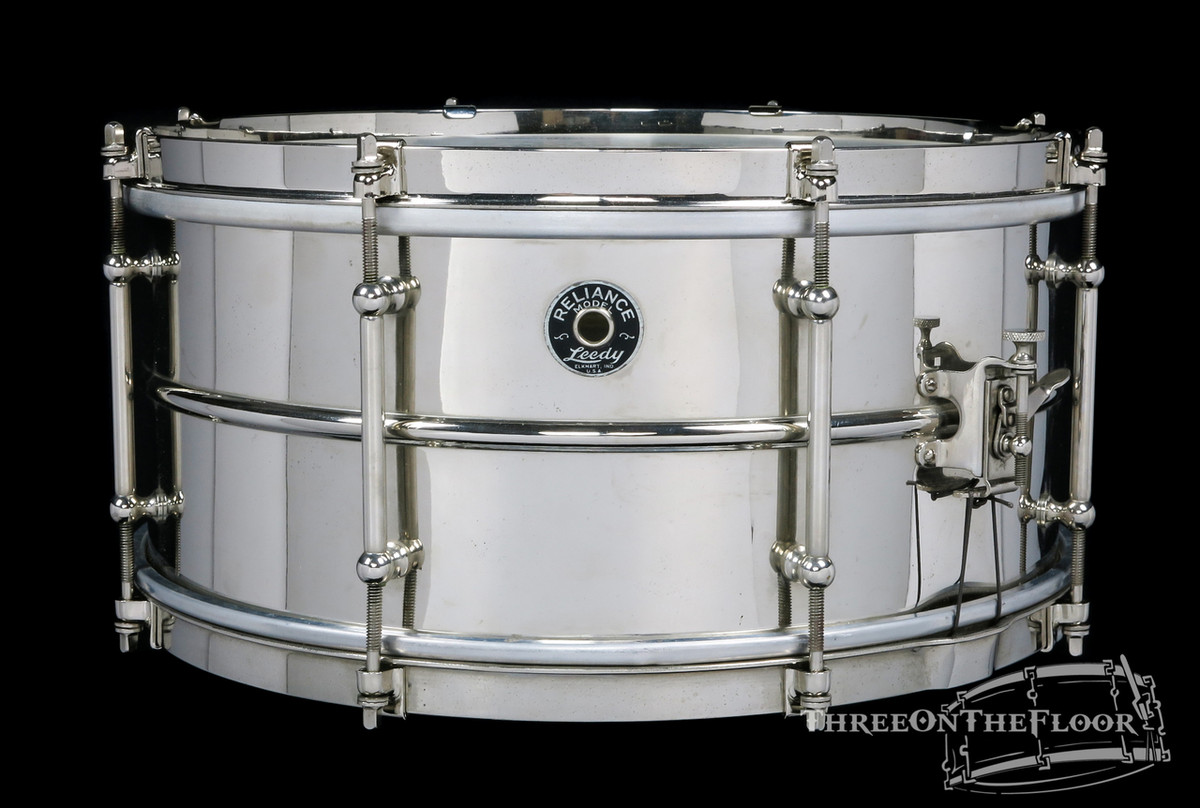 1930s Leedy Reliance Model Brass Vintage Snare Drum : 6.5 x 14