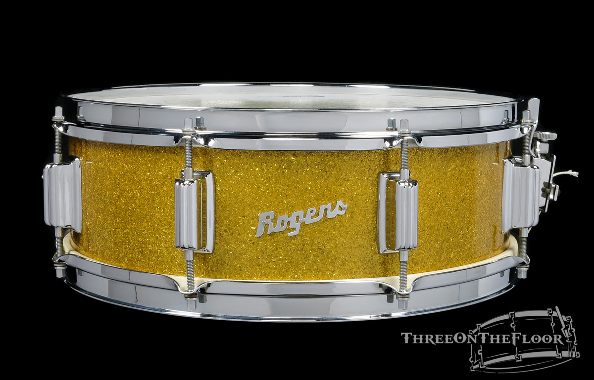 1966 Rogers Tower Model Gold Sparkle Vintage Snare Drum : 5 x 14 **SOLD**