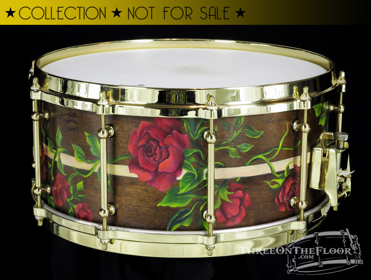 2007 Custom Oil Painted Rose Snare Drum : 20 Ply Shell 