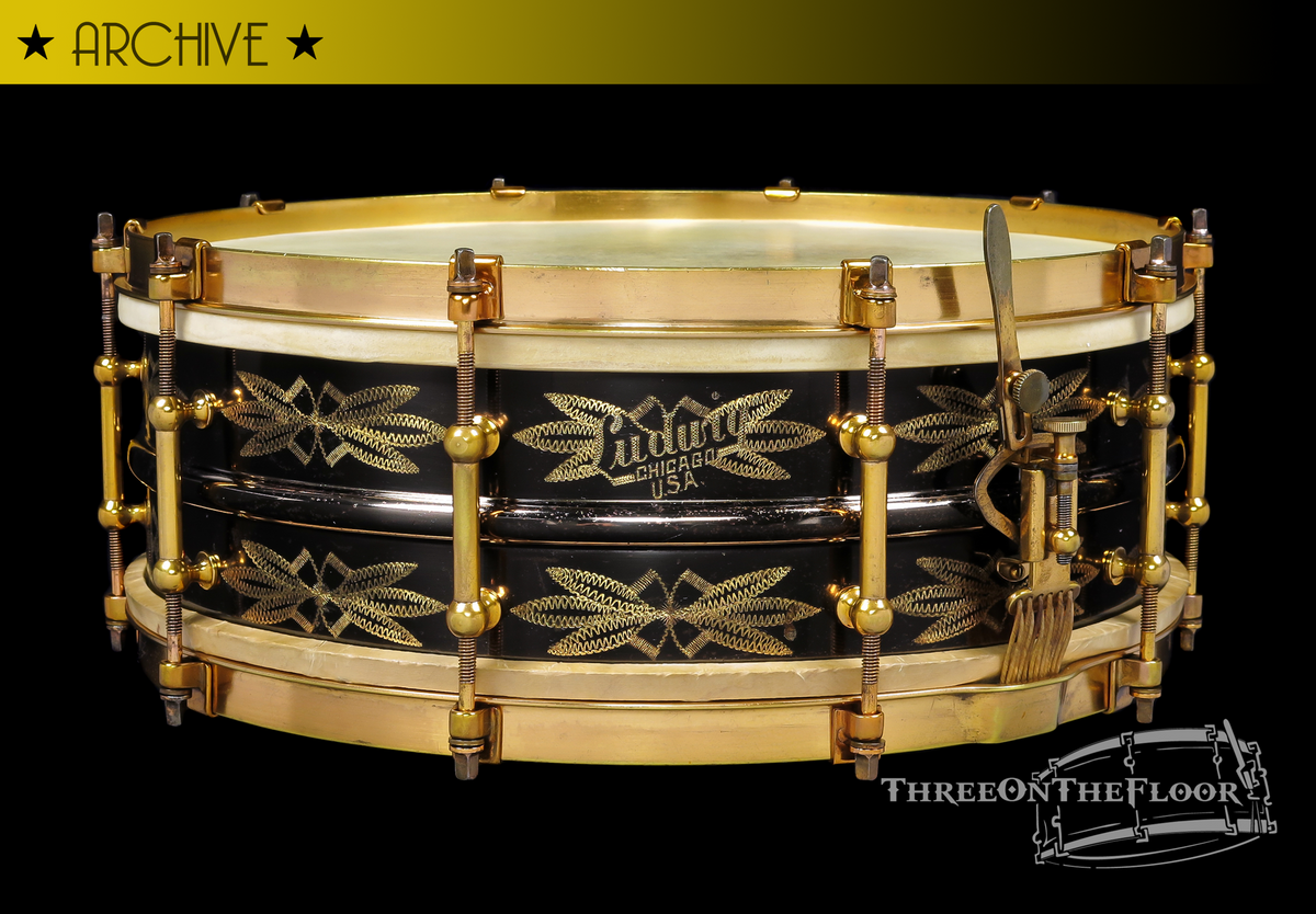 1929 Ludwig DeLuxe Black Beauty '10-Point Floral' Engraved Snare Drum : 5 x 14  