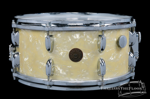1950s Gretsch Floor Show Model Snare Drum White Marine Pearl 3 Ply : 6.5 x 14  