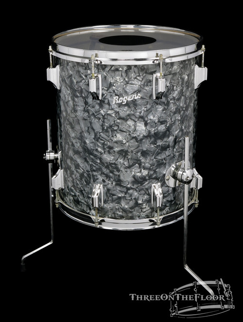 1964 Rogers Holiday Floor Tom Drum Black Diamond Pearl BDP : 16 x 14 **SOLD**