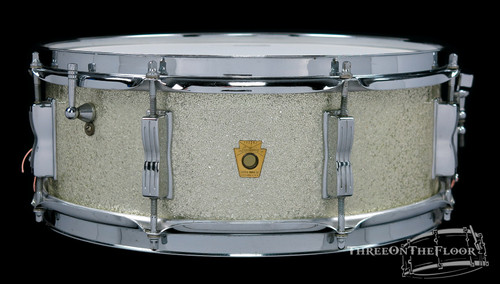 1966 Ludwig Jazz Festival Sparkling Silver Pearl Snare Drum Keystone : 5 x 14