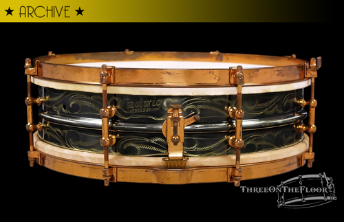 1922-24 Ludwig DeLuxe Black Beauty 'Scroll Engraved' Drum :  4 x 14  