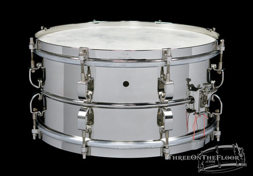 1942 Leedy Commander Model Vintage Nickel 8 Lug Snare Drum  :  6.5 x 14  