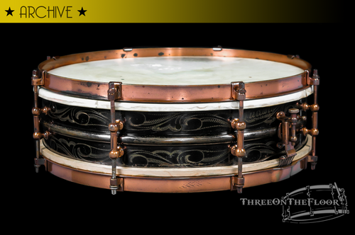 1920s Ludwig DeLuxe Black Beauty 'Scroll Engraved' :  4 x 14  