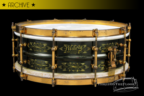 1920s Ludwig DeLuxe Black Beauty 'Floral 12-Point' Engraved :  5 x 14  