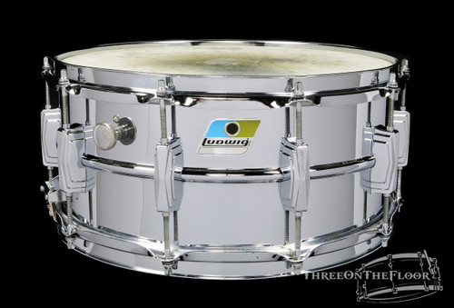 1980 Ludwig Supraphonic Vintage Snare Drum Blue Olive Badge : 6.5 x 14