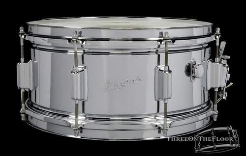 1960s Rogers Powertone COB Brass Vintage Snare Drum : 6.5 x 14