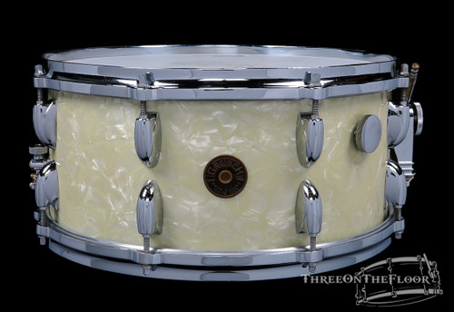 1950s Gretsch Floor Show Model Snare Drum White Marine Pearl 3-Ply : 6.5 x 14 **SOLD** 