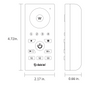 Dimensions of a RGBW touch dial remote