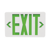 Evade Series LED Exit Sign - Green Letters - White Thermoplastic | 120/277 Volt – Battery Backup - Field Install Chevrons - Remote Capable - Halco ProLED 95002