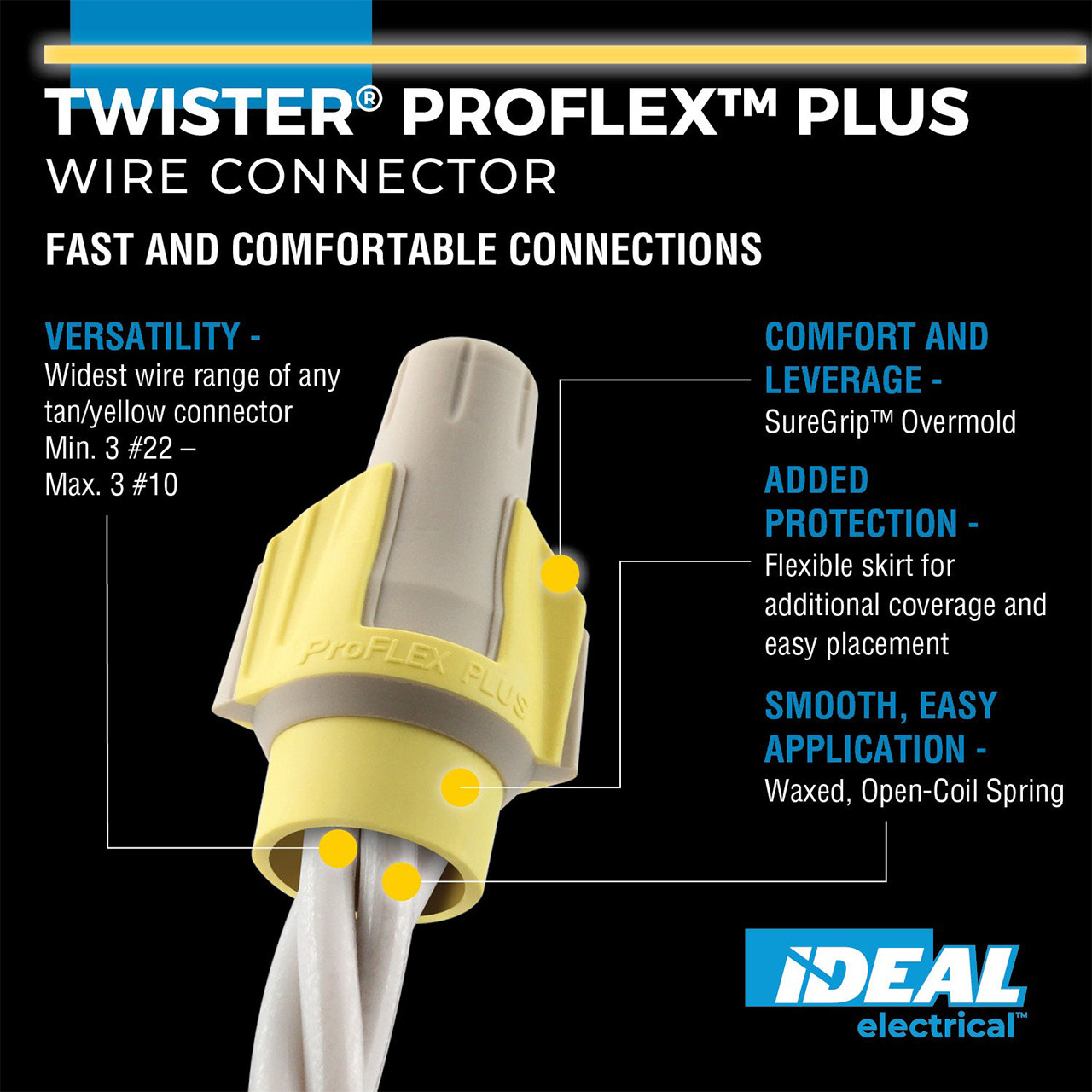 その他 taslloer plus IDEAL Twister® ProFLEX™ Plus 345 - Yellow / Tan - Jar of 500