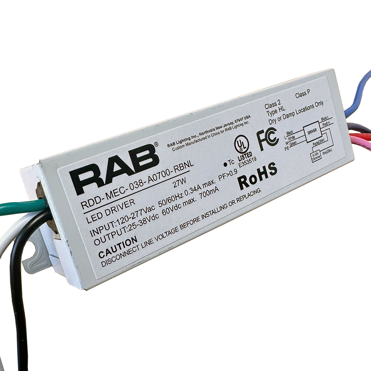 ランプ　279BN Constant Current LED Driver - 700mA - 25-38VDC - 27 Watt - RAB