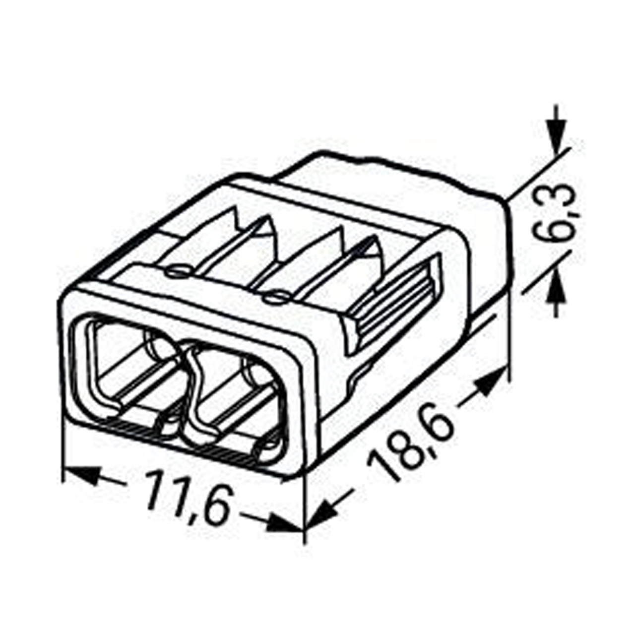 WAGO 2773-402 COMPACT PUSHWIRE® 2 Port Splicing Connector